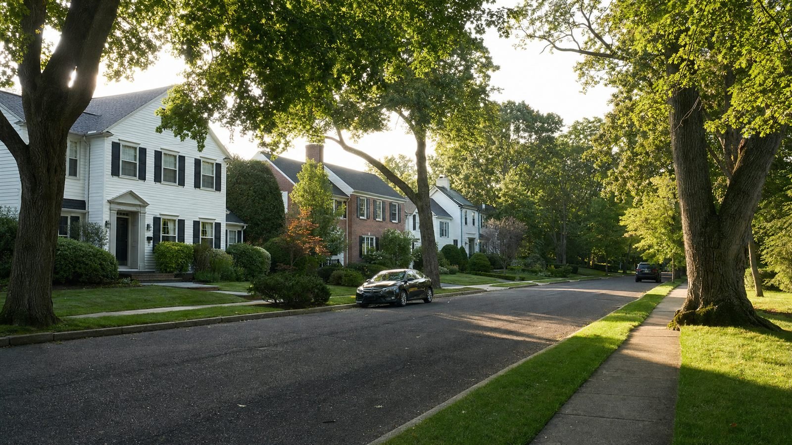 Residential street in Smithtown, New York